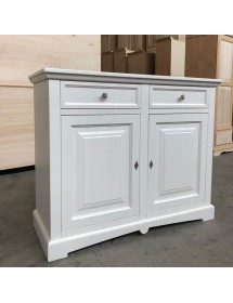 MOBILI 2G - Credenza shabby 2 ante Legno Bianco opaco 117X46X96 vista frontale