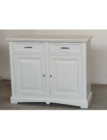 MOBILI 2G - Credenza shabby 2 ante Legno Bianco opaco 117X46X96 vista dritta