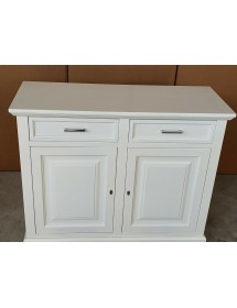 MOBILI 2G - Credenza shabby 2 ante Legno Bianco opaco 117X46X96 vista dritta