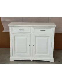 MOBILI 2G - Credenza shabby 2 ante Legno Bianco opaco 117X46X96 vista dritta