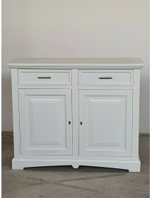 MOBILI 2G - Credenza shabby 2 ante Legno Bianco opaco 117X46X96 vista dritta