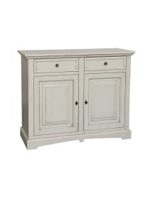 MOBILI 2G - Credenza shabby 2 ante Legno avorio anticato 117X46X96 vista frontale