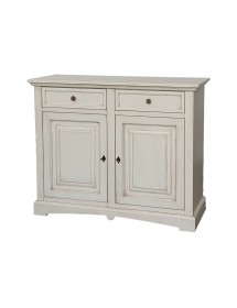 MOBILI 2G - Credenza shabby 2 ante Legno avorio anticato 117X46X96 vista frontale