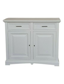 MOBILI 2G - Credenza shabby 2 ante Legno Bianco opaco 117X46X96 vista dritta