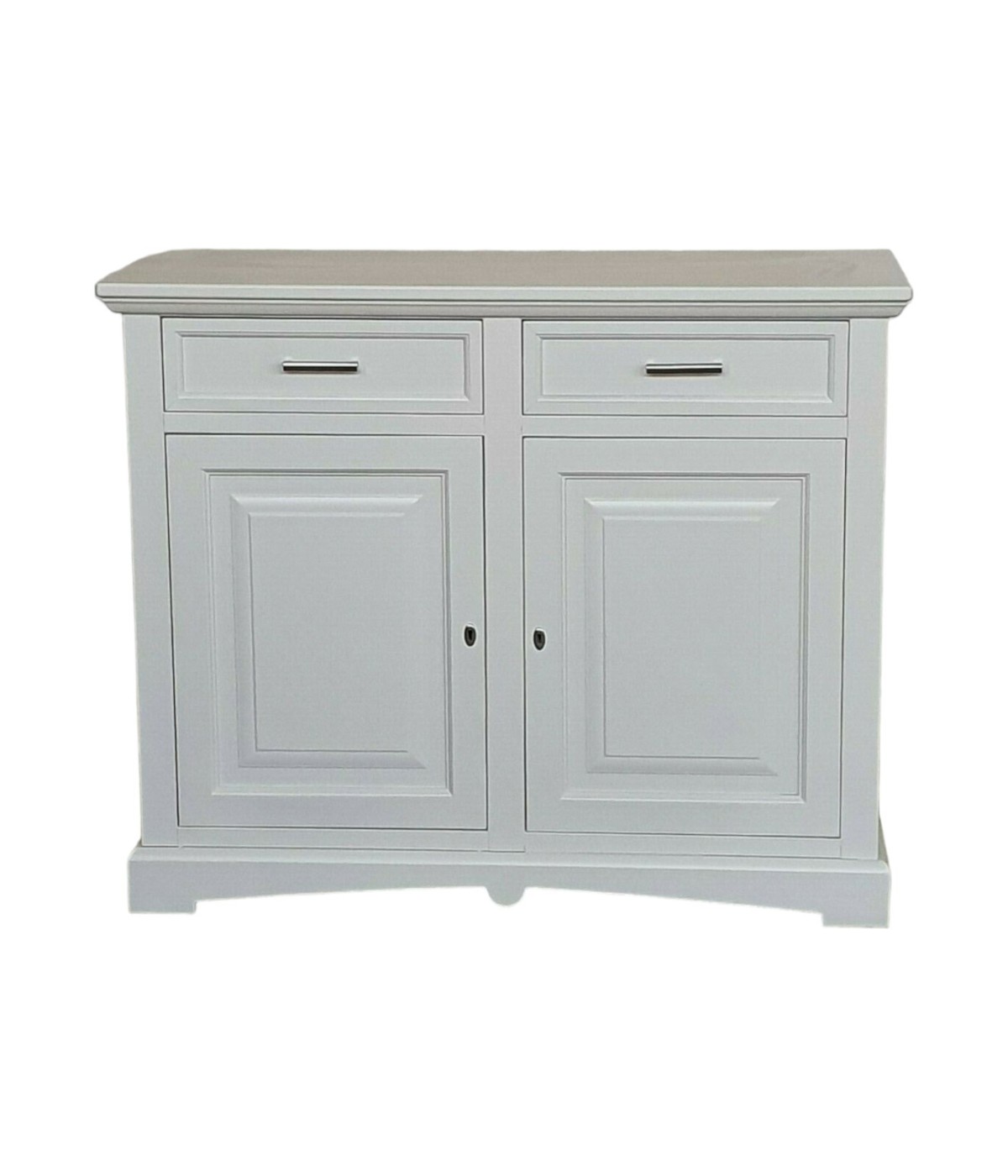 MOBILI 2G - Credenza shabby 2 ante Legno Bianco opaco 117X46X96 vista dritta