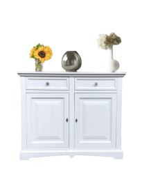 MOBILI 2G - Credenza shabby 2 ante Legno Bianco opaco 117X46X96 vista frontale