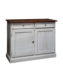 MOBILI 2G - Credenza 2 Ante  2 cassetti shabby Bicolore Legno 105X42X85 VISTA FRONTALE
