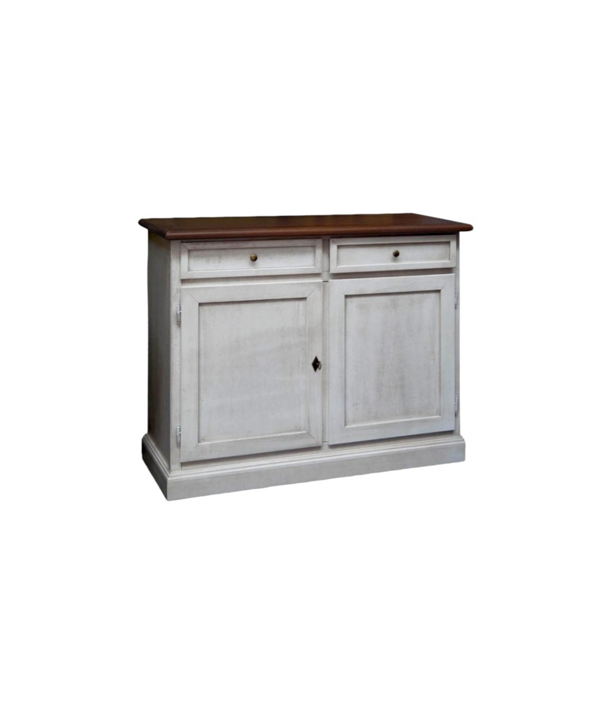 MOBILI 2G - Credenza 2 Ante  2 cassetti shabby Bicolore Legno 105X42X85 VISTA FRONTALE