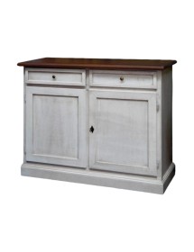 MOBILI 2G - Credenza 2 Ante  2 cassetti shabby Bicolore Legno 105X42X85 VISTA FRONTALE