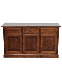 MOBILI 2G - Madia credenza 3 porte massello pino rustica tinta noce 147X45X85