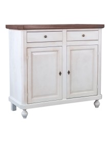 MOBILI 2G - Madia Credenza Shabby Chic Bicolore In Legno 2 Porte 104x43x98 VISTA FRONTALE