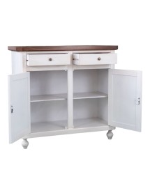MOBILI 2G - Madia Credenza Shabby Chic Bicolore In Legno 2 Porte 104x43x98 VISTA FRONTALE