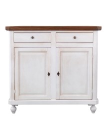 MOBILI 2G - Madia Credenza Shabby Chic Bicolore In Legno 2 Porte 104x43x98 VISTA FRONTALE
