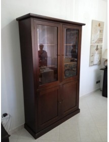 VETRINA 4 ANTE ARTE POVERA IN LEGNO TINTA NOCE L 120x41x187 (390)