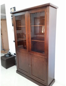 VETRINA 4 ANTE ARTE POVERA IN LEGNO TINTA NOCE L 120x41x187 (390)