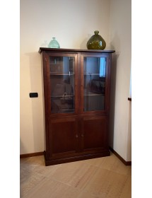 VETRINA 4 ANTE ARTE POVERA IN LEGNO TINTA NOCE L 120x41x187 (390)