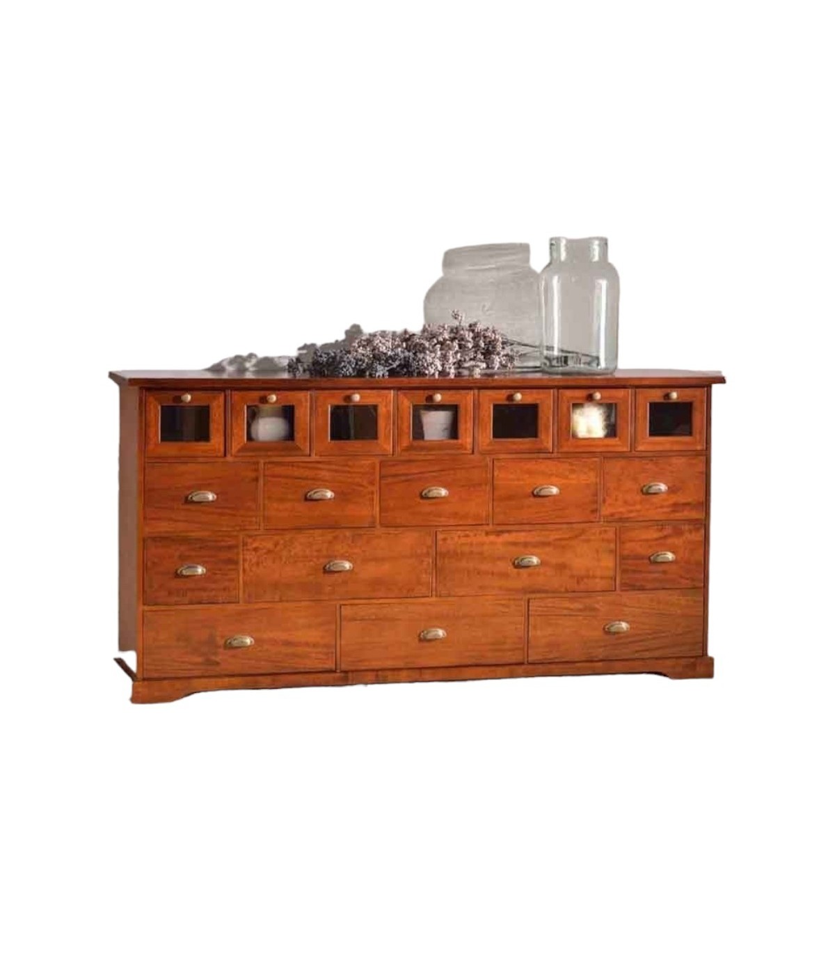 MOBILI 2G - MADIA CREDENZA ARTE POVERA 19 CASSETTI FINITURA ELITE L.180 P.40 H.90