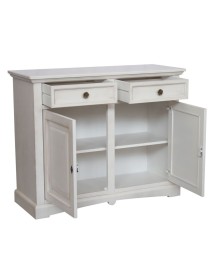 MOBILI 2G - Credenza shabby 2 ante Legno bianco anticato 117X46X96 vista frontale