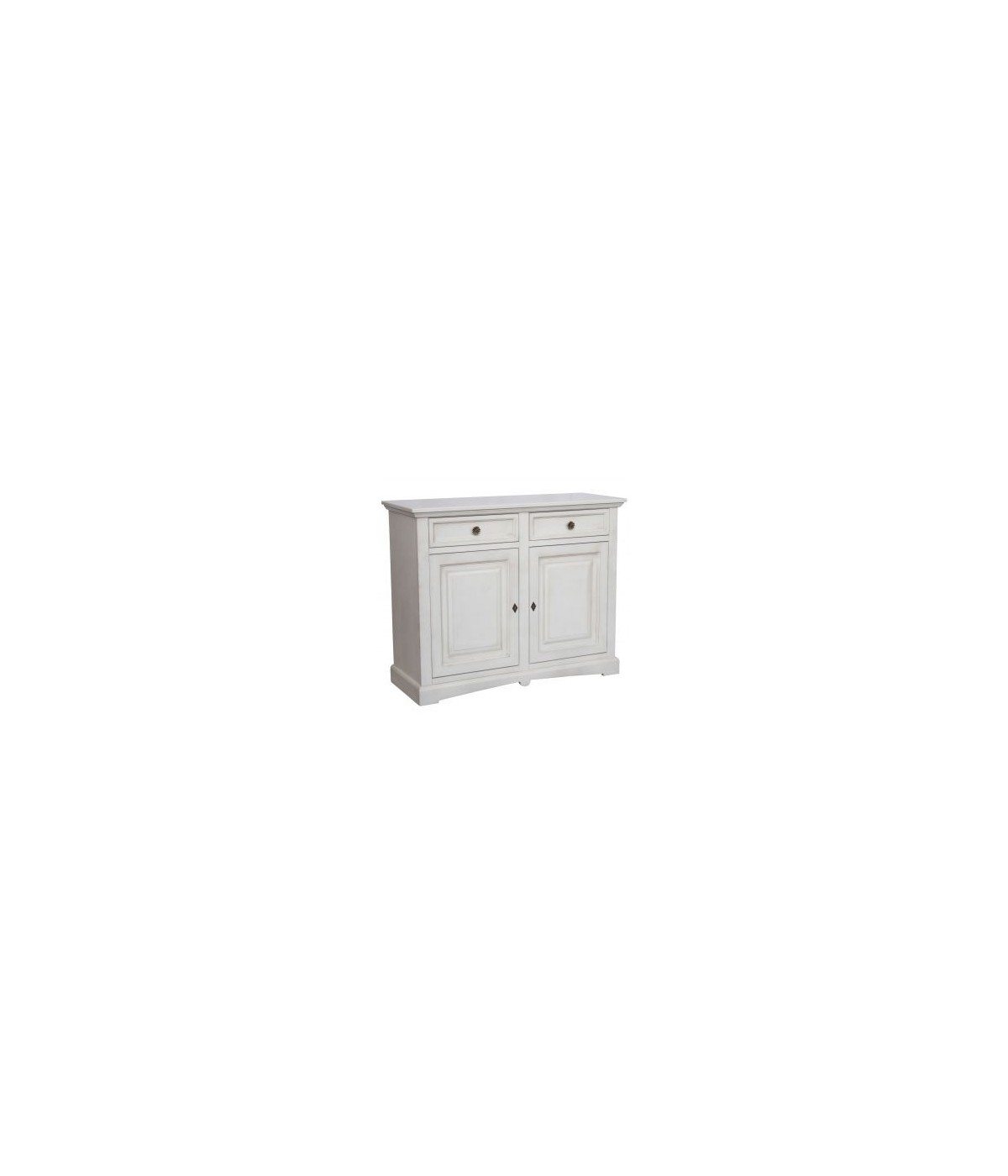 MOBILI 2G - Credenza shabby 2 ante Legno bianco anticato 117X46X96 vista frontale