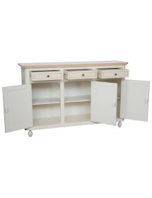MOBILI 2G -  Credenza 2 Ante Legno Bianca Decorata Filo arancione 150x43x98 VISTA FRONTALE