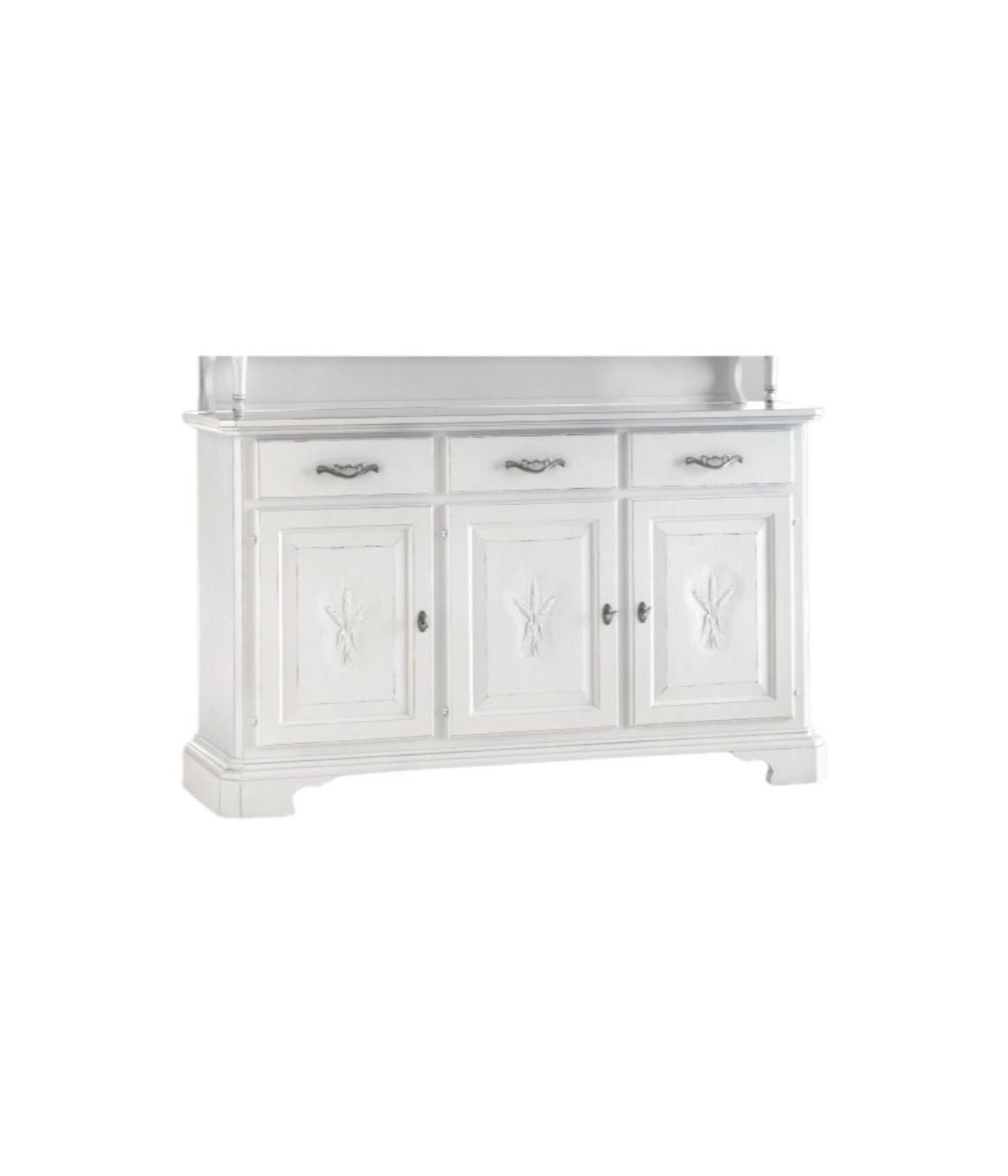 MOBILI 2G - Madia Credenza shabby chic 3 ante in legno arte povera 163x49x98 vista frontale