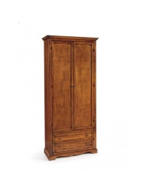 MOBILI 2G - ARMADIO ARTE POVERA 2 ANTE LEGNO TINTA NOCE 87x40x192 vista frontale
