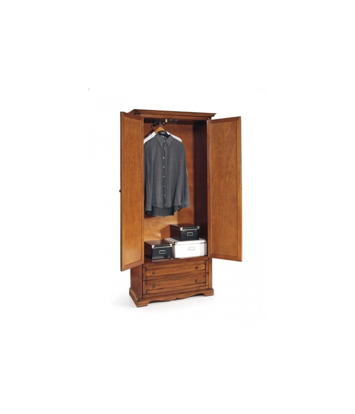 MOBILI 2G - ARMADIO ARTE POVERA 2 ANTE LEGNO TINTA NOCE 87x40x192 vista frontale