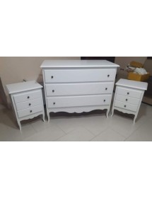 MOBILI 2G - COMO' 3 CASSETTI CLASSICO SAGOMATO BIANCO 107x52X89 (1305) vista frontale