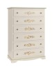 MOBILI 2G - Cassettiera 6 cassetti legno shabby bianco decori 97x49X140 VISTA FRONTALE