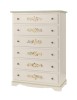 MOBILI 2G - Cassettiera 6 cassetti legno shabby bianco decori 97x49X140 VISTA FRONTALE