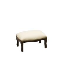MOBILI 2G - Poggiapiedi imbottito ecopelle beige legno noce scuro 30x20x10 vista frontale