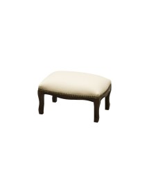 MOBILI 2G - Poggiapiedi imbottito ecopelle beige legno noce scuro 30x20x10 vista frontale