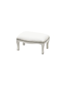 MOBILI 2G - Poggiapiedi imbottito ecopelle bianca legno shabby bianco 30x20x10 vista frontale