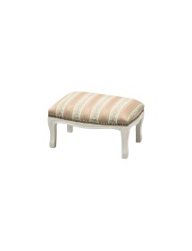 MOBILI 2G - Poggiapiedi imbottito tessuto rosa legno shabby bianco 30x20x10 vista frontale