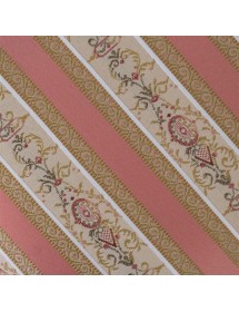 MOBILI 2G - Poggiapiedi imbottito tessuto rosa legno shabby bianco 30x20x10 vista frontale tessuto