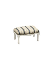 MOBILI 2G - Poggiapiedi imbottito tessuto blu legno shabby bianco 30x20x10 VISTA FRONTALE