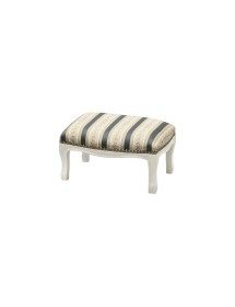 MOBILI 2G - Poggiapiedi imbottito tessuto blu legno shabby bianco 30x20x10 VISTA FRONTALE