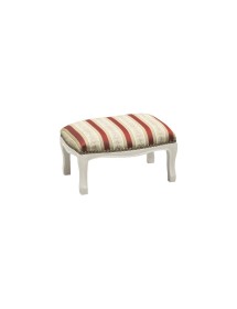 MOBILI 2G - Poggiapiedi imbottito tessuto rosso legno shabby bianco 30x20x10 vista frontale