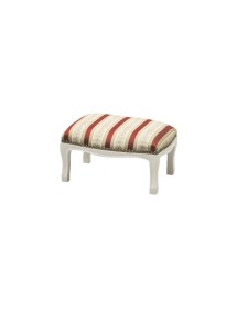 MOBILI 2G - Poggiapiedi imbottito tessuto rosso legno shabby bianco 30x20x10 vista frontale