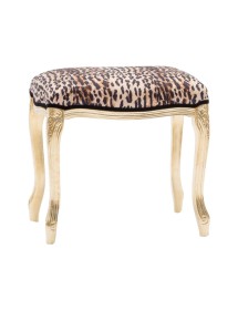 MOBILI 2G - Poggiapiedi imbottito tessuto maculato legno foglia oro 43x33x43 vista frontale