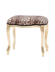 MOBILI 2G - Poggiapiedi imbottito tessuto maculato legno foglia oro 43x33x43 vista frontale