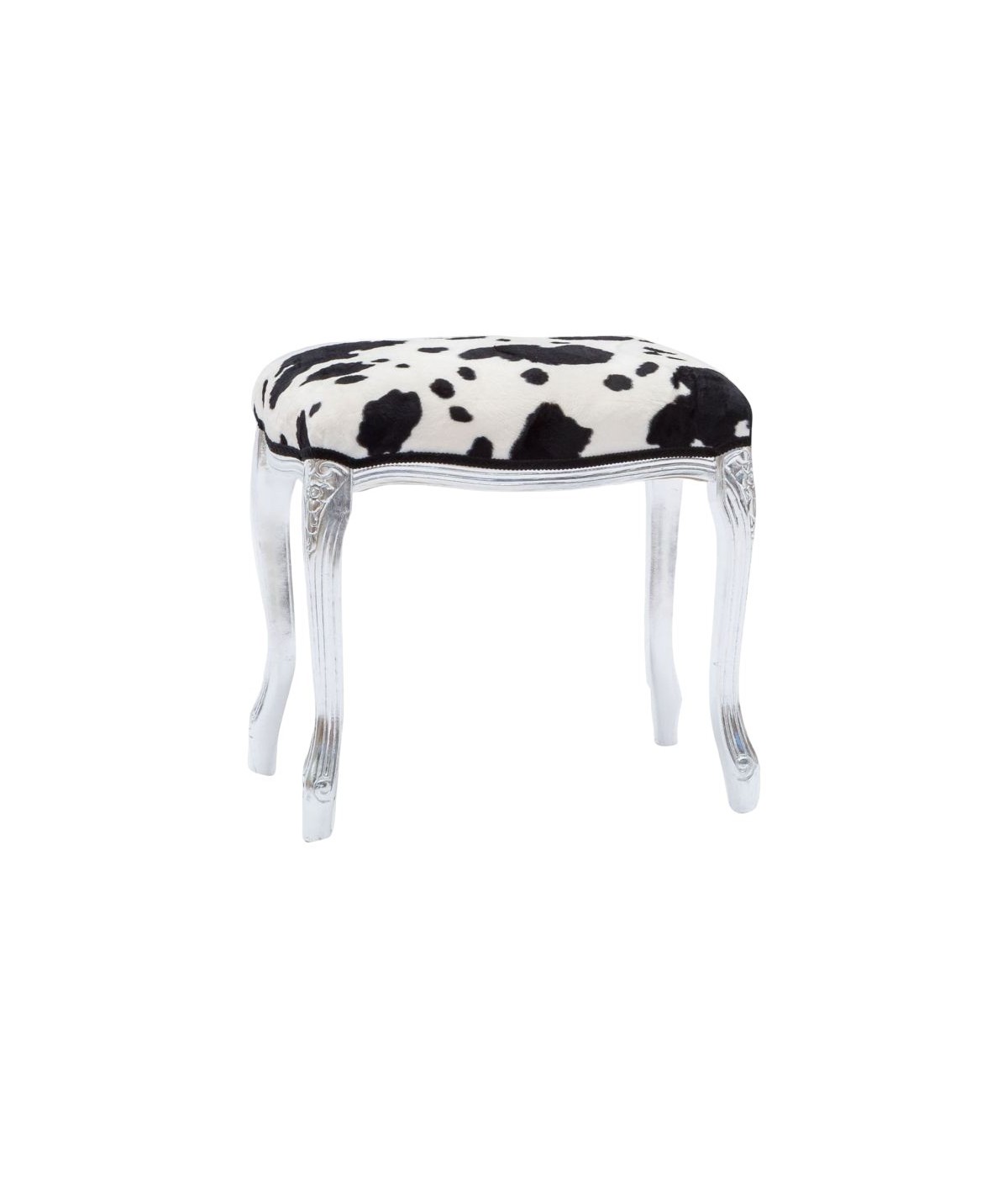 MOBILI 2G - Poggiapiedi imbottito tessuto maculato legno foglia argento 43x33x43 vista frontale