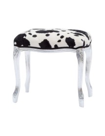 MOBILI 2G - Poggiapiedi imbottito tessuto maculato legno foglia argento 43x33x43 vista frontale