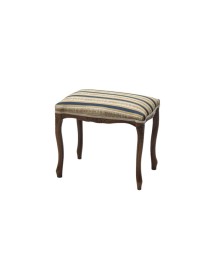 MOBILI 2G - Pouff imbottito tessuto blu legno noce scuro 43x33x43 vista frontale