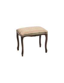 MOBILI 2G - Pouff imbottito tessuto rosa legno noce scuro 43x33x43 vista frontale