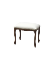 MOBILI 2G - Pouff imbottito ecopelle beige legno noce scuro 43x33x43 vista frontale