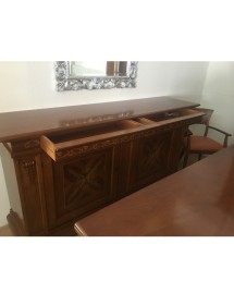 MOBILI 2G - MADIA CREDENZA 2 PORTE IN LEGNO ARTE POVERA TINTA BASSANO L.213 P.55 H.115