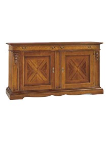 MOBILI 2G - MADIA CREDENZA 2 PORTE IN LEGNO ARTE POVERA TINTA BASSANO L.213 P.55 H.115