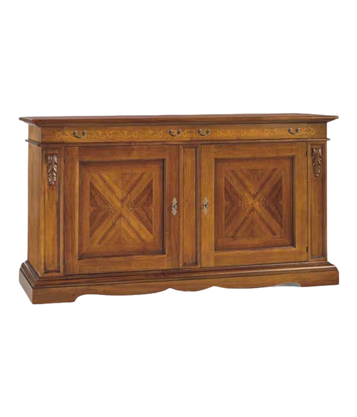 MOBILI 2G - MADIA CREDENZA 2 PORTE IN LEGNO ARTE POVERA TINTA BASSANO L.213 P.55 H.115