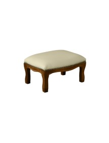 MOBILI 2G - Poggiapiedi imbottito ecopelle beige legno tinta noce 33x23x15 VISTA FRONTALE